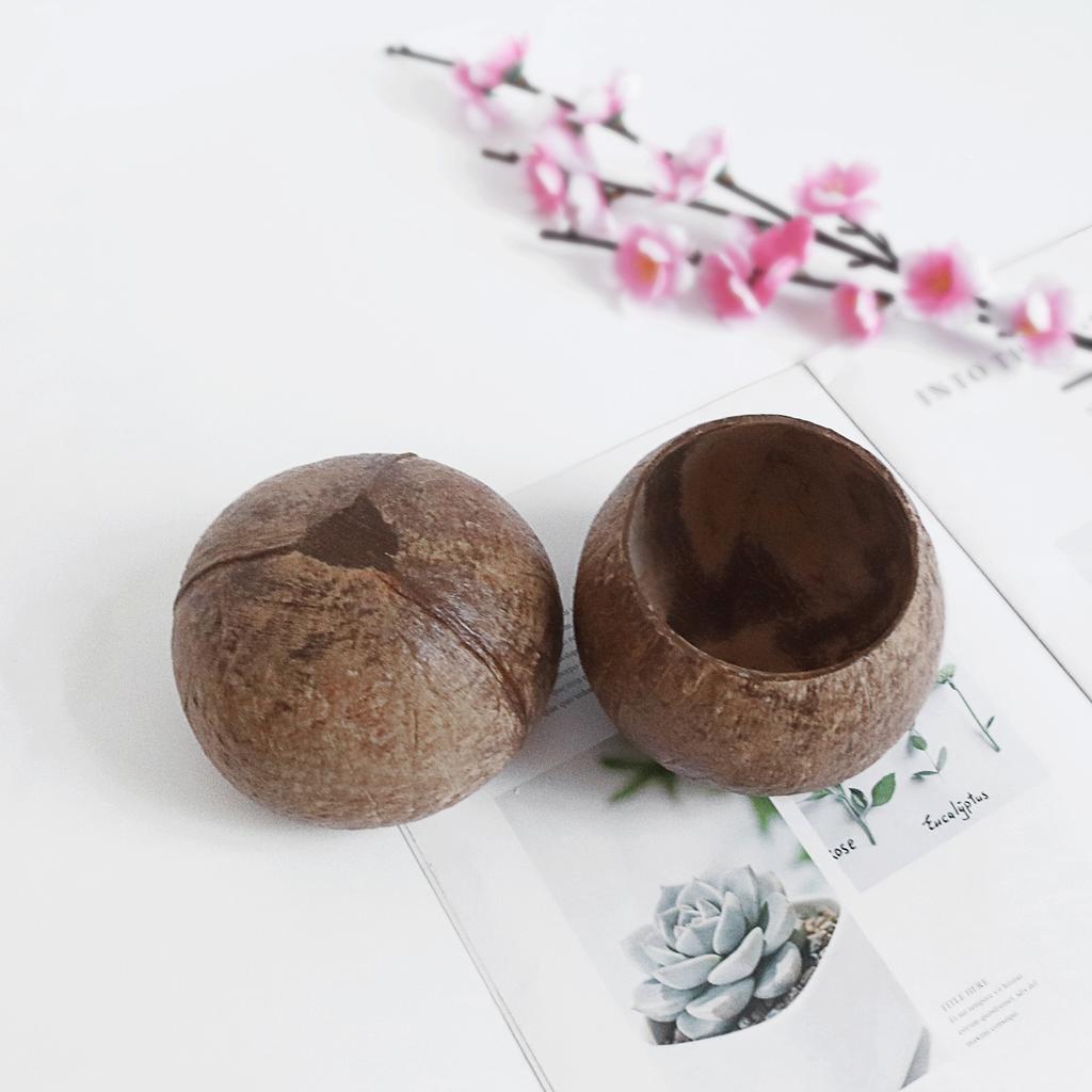 Eco Friendly Natural Organic Coconut Shell Scented Soy Wax Candle Bowl Holder Wooden Wick