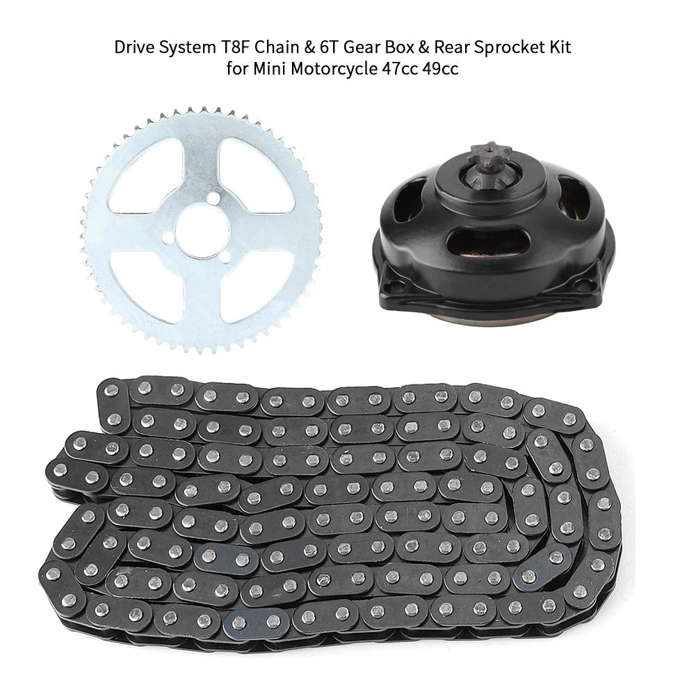 Система привода Цепь T8F, коробка передач 6T и комплект задней звездочки для мини-мотоцикла 47cc 49cc