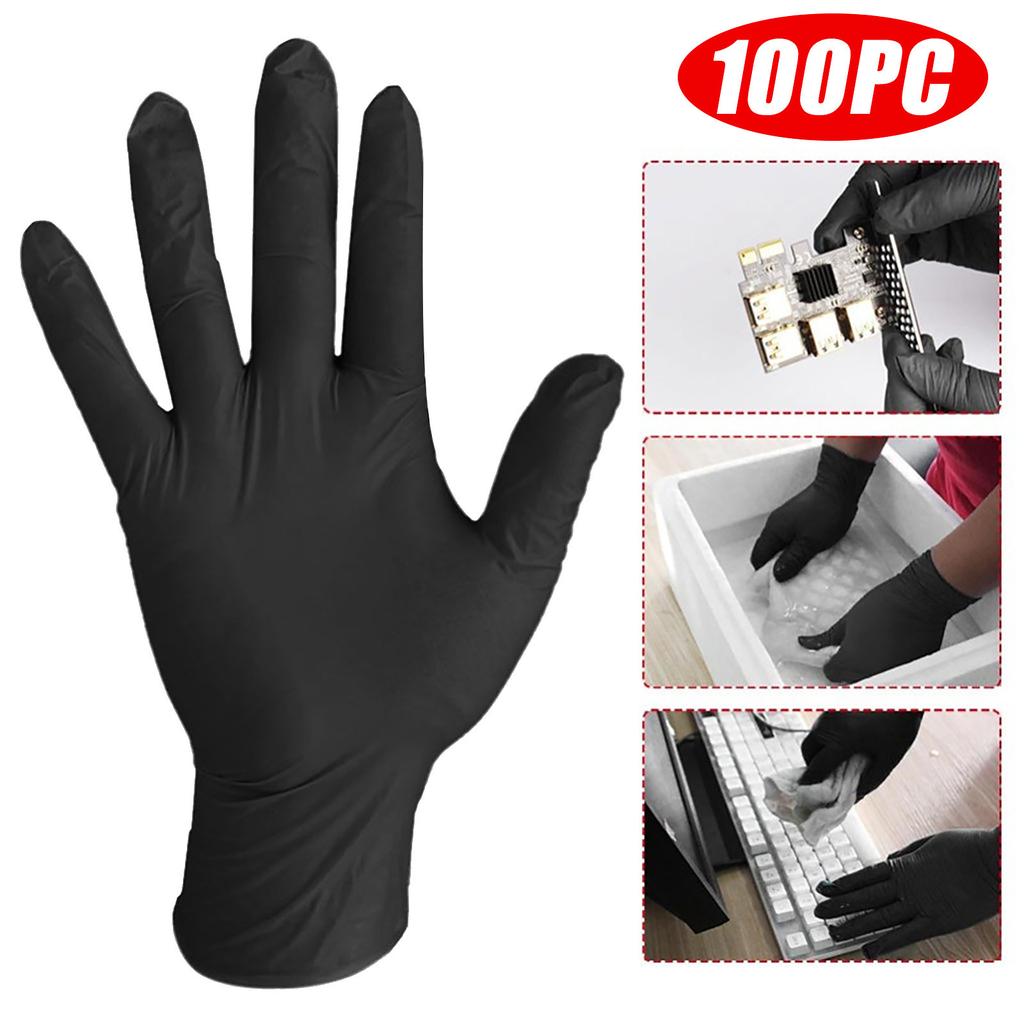 100Pcs Comfortable Rubber Disposable Mechanic Nitrile Gloves