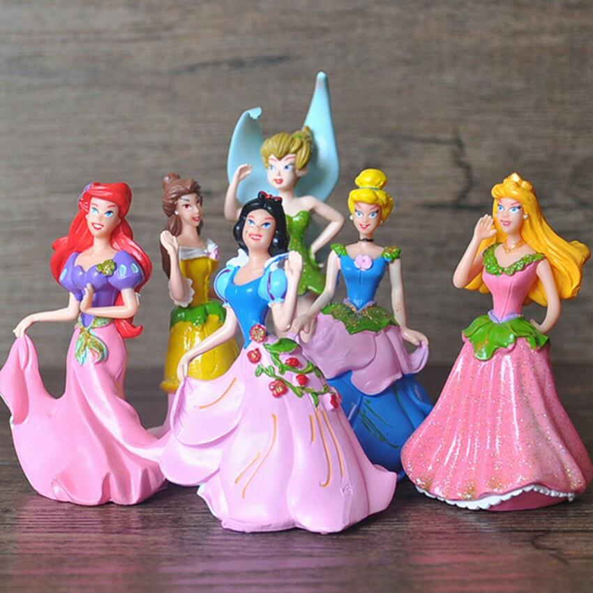 6pcs Disney Princess Figures Toy Set With Aurora And Belle For Cake Decoration