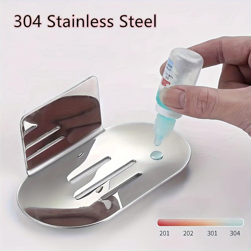 Thickened Stainless Steel Soap Holder - Modern Oval Design, No-Drill Wall-Mounted Storage Rack, Suitable for Bathroom Essentials, All-Season Use