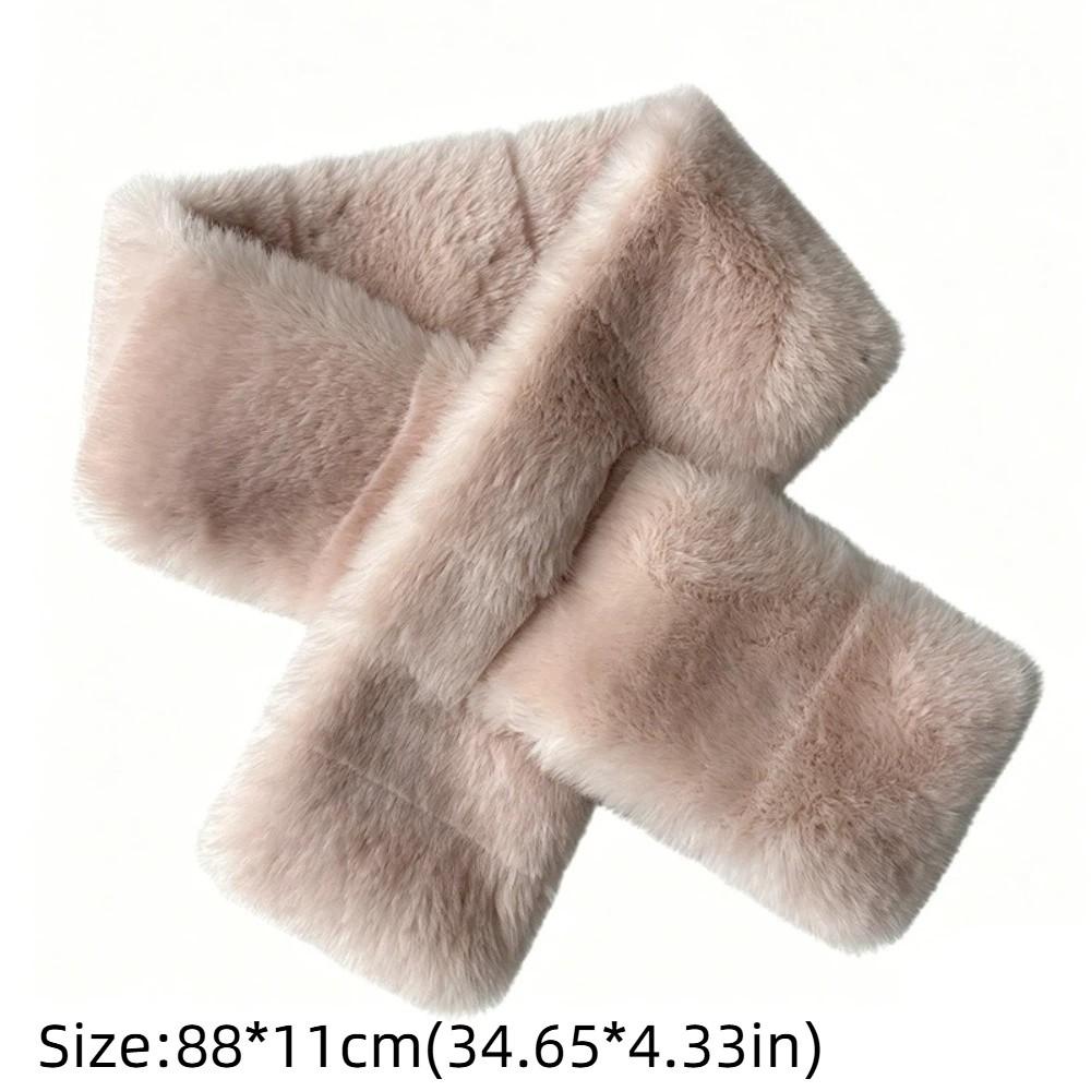 Thickened Faux Rabbit Fur Scarf Furry Neck Warmer Scarf New Cross Scarf Women Girl