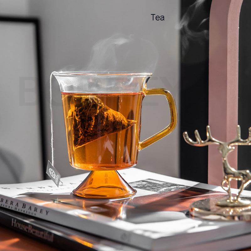 Кофейная кружка BORREY, зеленая стеклянная чашка, чашки для чая с молоком, кружка из янтарного стекла, офисная посуда для напитков, стеклянная чашка для воды, пива, коктейля, 300 мл