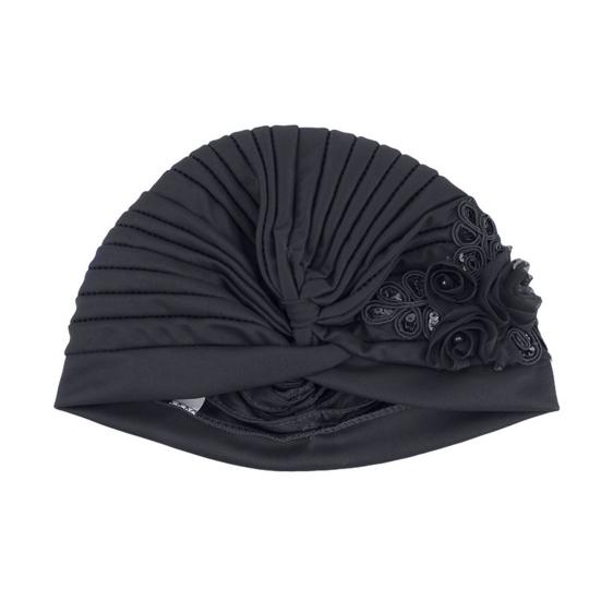 Women Hat Good Stretch Wind-proof Tear-resistant Anti-shrink Brimless Warm Sequin Trim Flower All Match Turban Hat Fashion Accessory