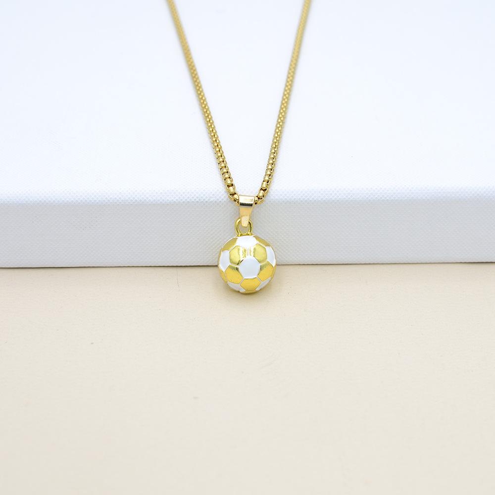 3D золотое ожерелье Чемпионата мира по футболу: Сплавной хип-хоп кулон с дизайном капающего масла – Идеальный подарок для мальчиков.