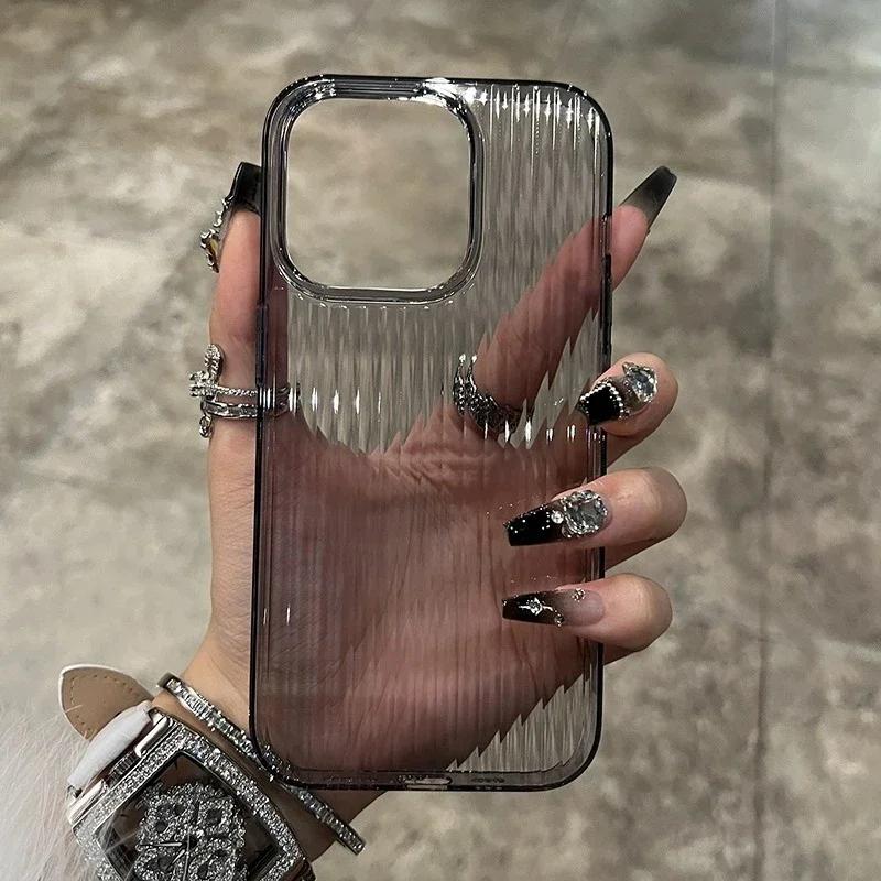 Soft Corrugated Transparent Phone Case For For Iphone 17 Air 11 12 13 14 15 16 Pro Max Plus Shockproof Silicone Clear Bumper Cover