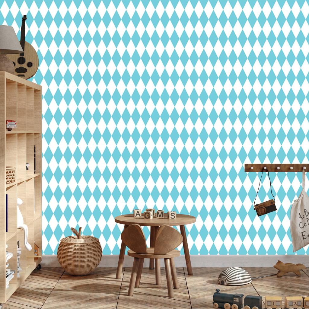 Harlequin Rhombus Wallpaper, Celadon and White, for Living Room and Bedroom, 50x1000