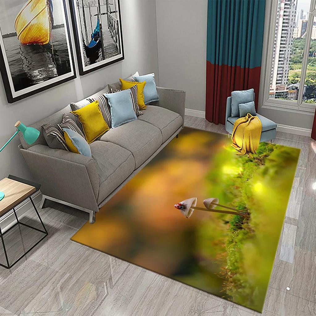 3D Ковер на тему природы Входной коврик для двери Лес Насекомое Растение Нескользящий коврик для пола Гостиная Спальня Ванная комната Домашний декор