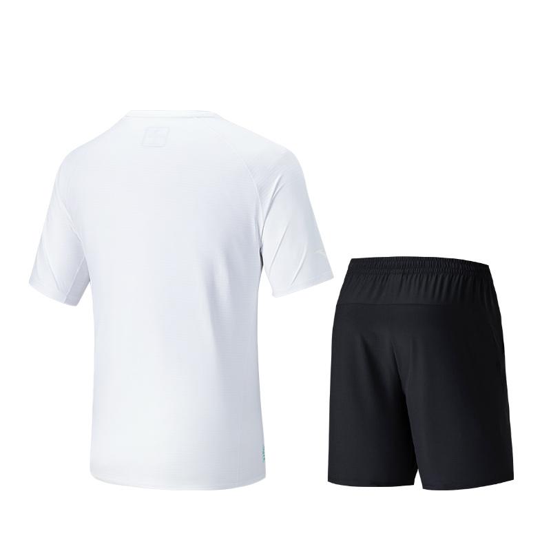 Anta Plain Round Neck Pullover Short Sleeve Tie Comfortable Straight Leg Shorts Casual Sports Suit Men Suit 952527205-1