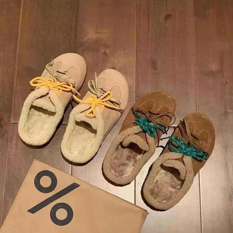 Модные бантики Замшевые туфли на платформе Меховые тапочки Женские балетки Теплые мюли Обувь Плюшевые хлопковые шлепанцы 2025 Зима Новая Повседневная Модная Женская Обувь