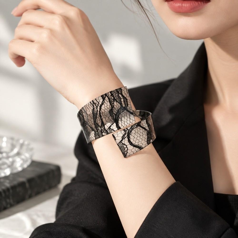 Black White Polka Dot Open Cuff Bracelet Contrast Color Wrist Jewelry Summer Vacation