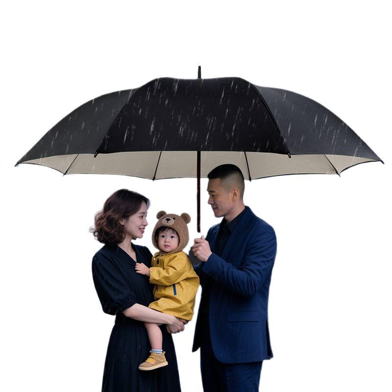 Мужской очень большой двухслойный зонт с длинной усиленной ручкой для двух или трех человек, штормоустойчивый и прочный.