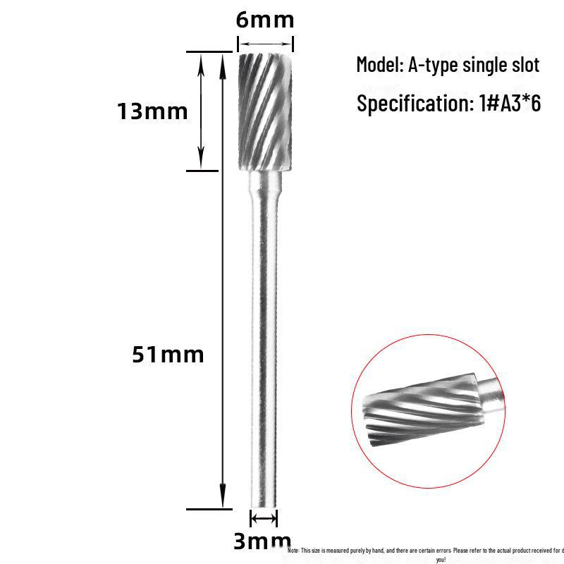 Напильник из вольфрамовой стали с твердосплавной шлифовальной головкой для полировки металла, резьбы по дереву, фрезерования - 3x6 мм