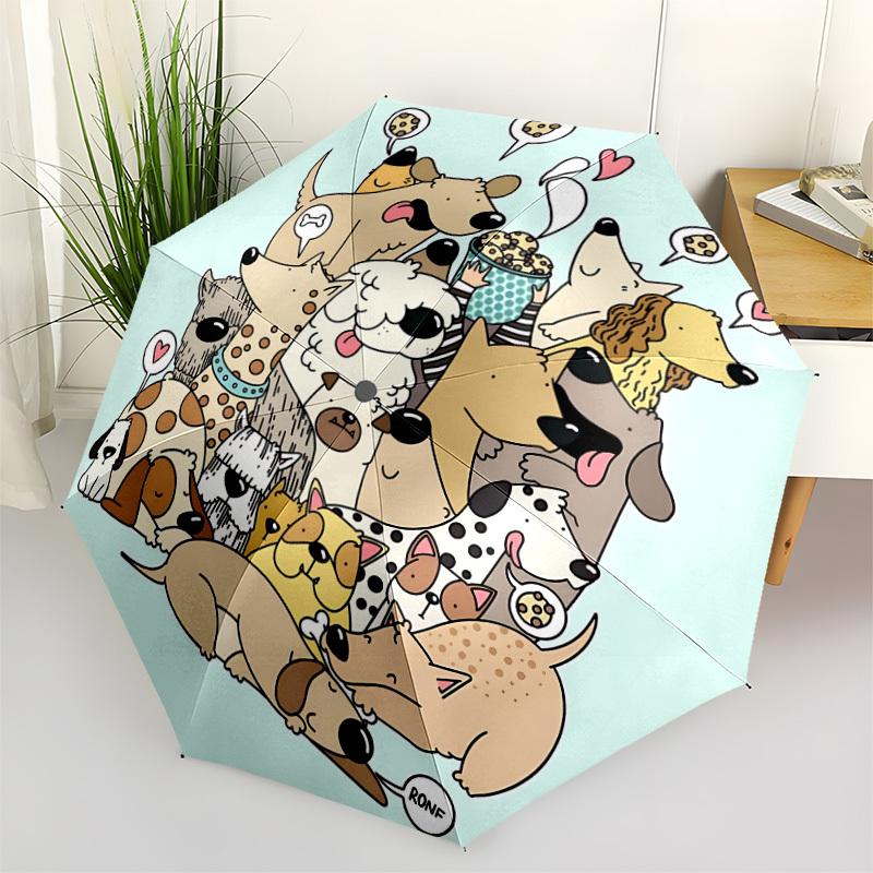 1pc Dogs Cute Fashionable Auto Opening/Closing Folding Umbrella with 8 Bones, Windproof Portable, Daily Use306