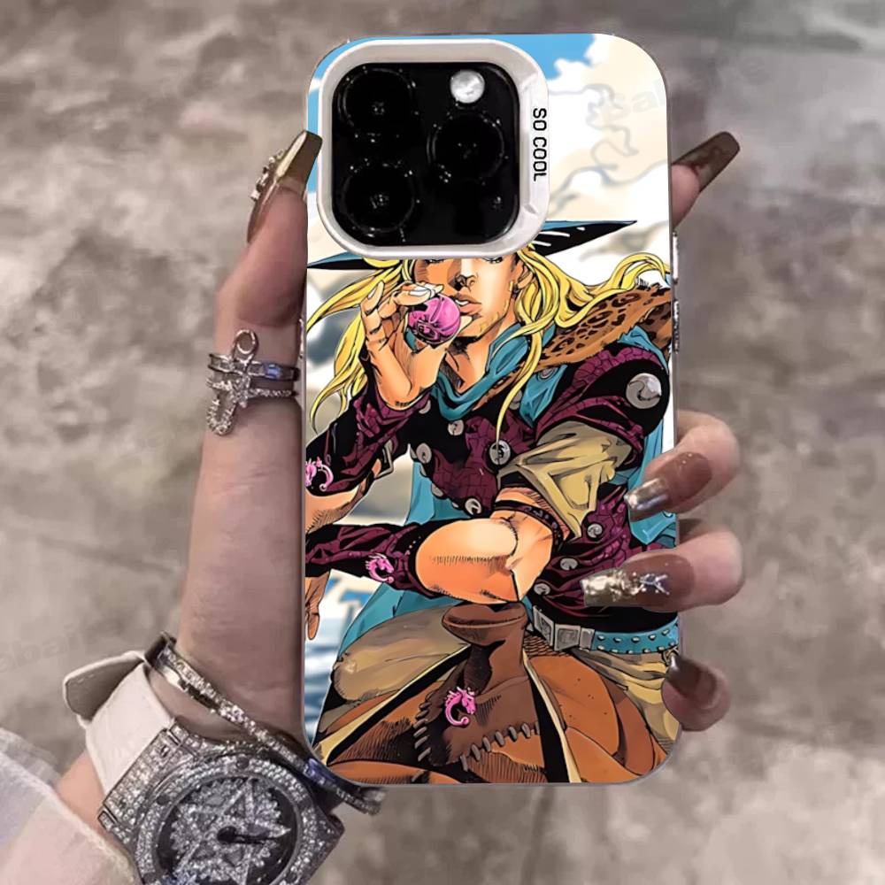 Чехол для телефона Anime J-JoJo Classic B-Bizarre A-Adventure Для IPhone 17 16 15 14 11 12 13 Pro Max Plus Pro Цветной Серебристый Чехол
