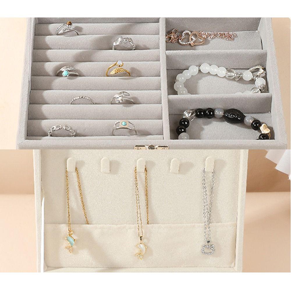 Lockable Portable Necklace Organizer Multi-grids Jewelry Display Container Bracelet