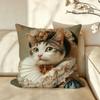 Art CCute Cat Printing Decorative Cushion Cover Pillow Case Antidustmite Pillowcase Silky Short Plush Sofa Cushion Cover hot