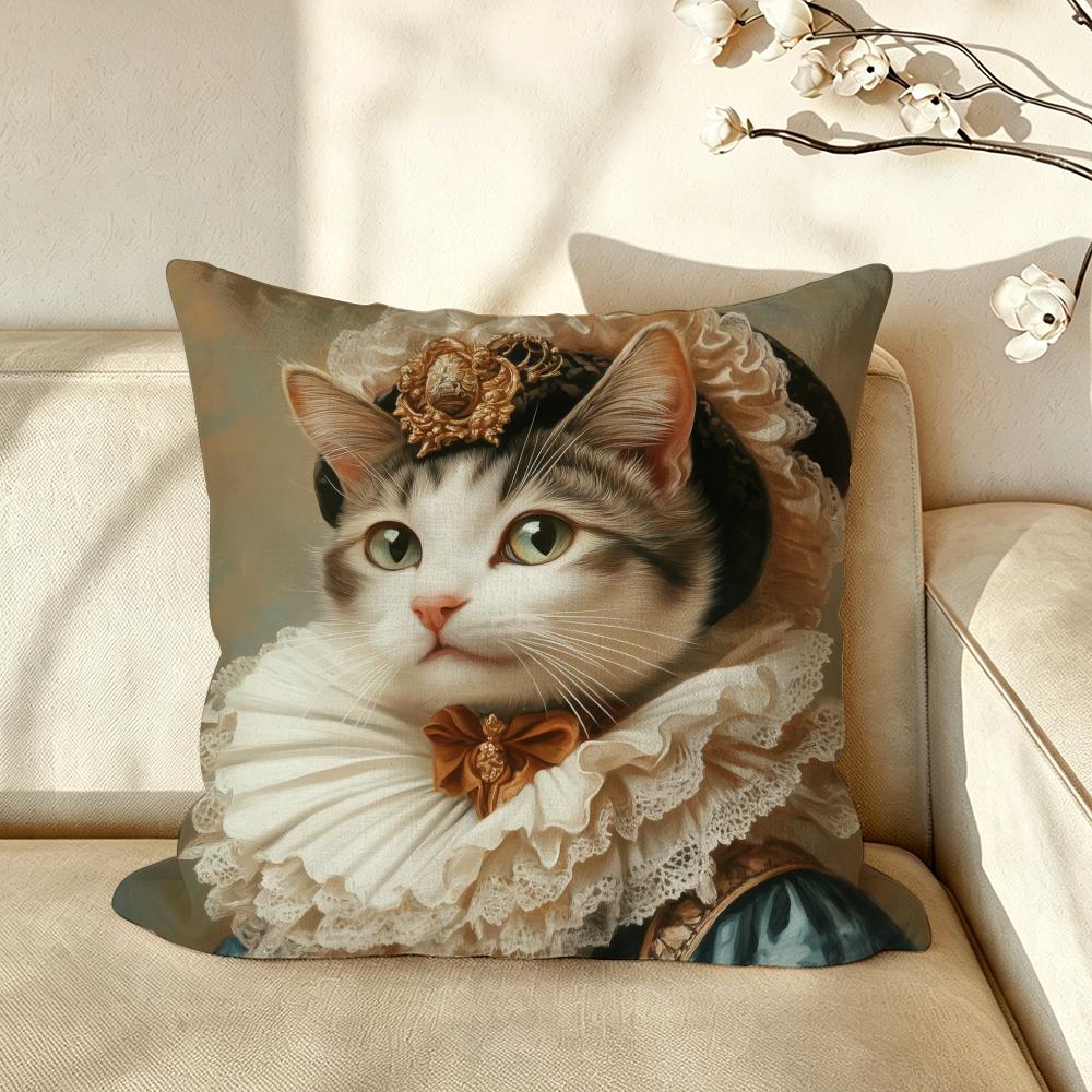Art CCute Cat Printing Decorative Cushion Cover Pillow Case Antidustmite Pillowcase Silky Short Plush Sofa Cushion Cover hot