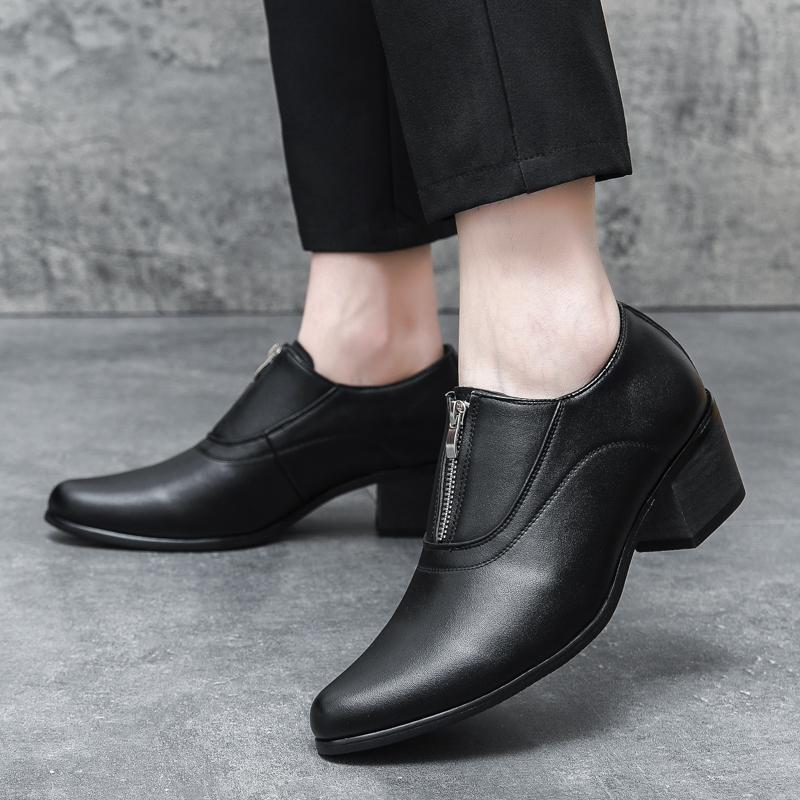 Мужские туфли на высоком каблуке, элегантные, деловые, мужские туфли-оксфорды, туфли на высоком каблуке, повседневные, деловые, офисные, для вечеринок, свадьбы