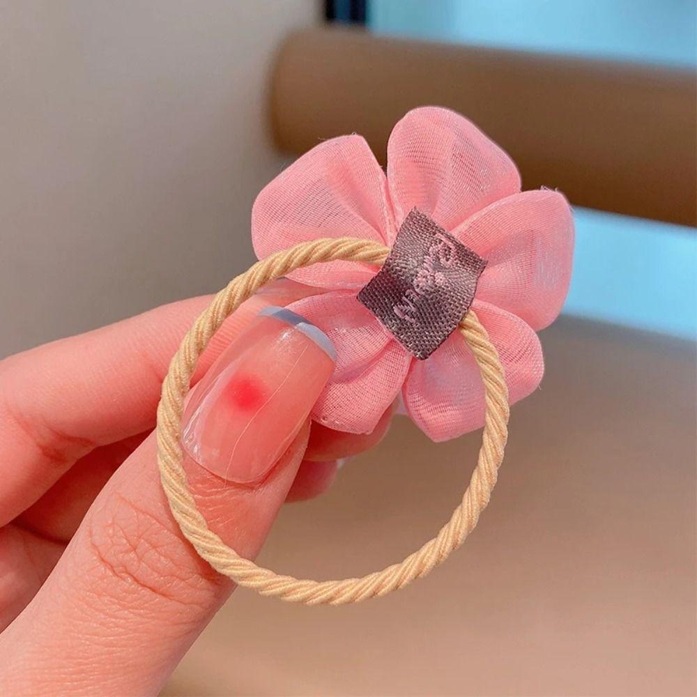 10 шт./набор Разноцветные резинки для волос «Хвост», сетчатые цветы, милые детские резинки для волос