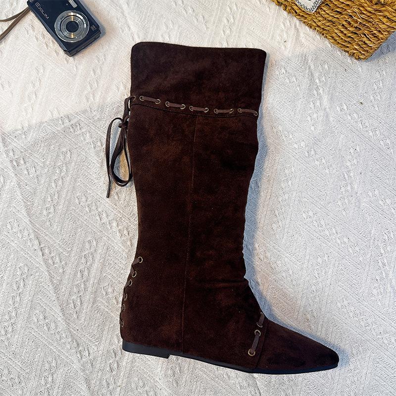 Новые ретро рыцарские сапоги женские осенне-зимние новые сапоги длинные сапоги женские два варианта носки остроносые плиссированные сапоги-чулки женские сапоги