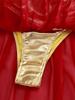 Womens Ancient Queen Costume Briefs Chiffon Skirt Metallic Shiny Side Slit Gold Trims Halloween Outfit