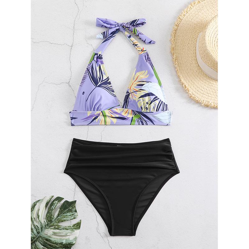 Two Pieces Push Up Swimwear Bikini Set Women Swimsuits Print High Waist Female Swimming Summer Bathing Suit
