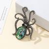 Natural Stone Shell Brooch Octopus-Shaped Brooch For Elegant Formal Coat Jewelry Accessory 52x37mm