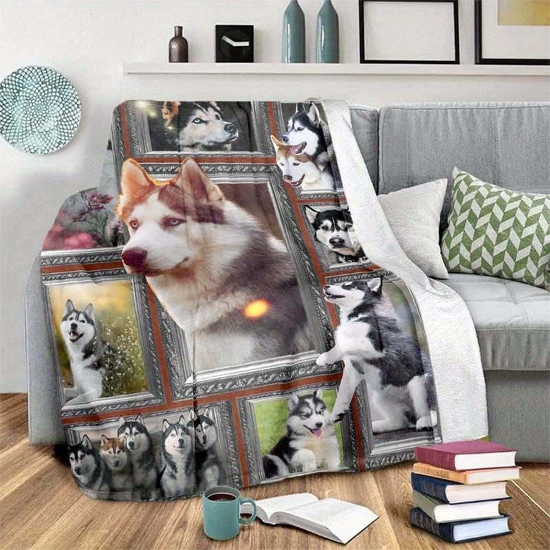 Black And White Dog Blanket Soft Warm Throw Blanket Nap Blanket For Couch Sofa Office Bed Camping Travel Multipurpose Gift Blanket For All Season