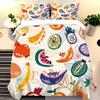 Cartoon All-Over Fruit Pattern Duvet Cover Set, HD Digital Print, Zipper Closure, 135x200cm Bedding Decor