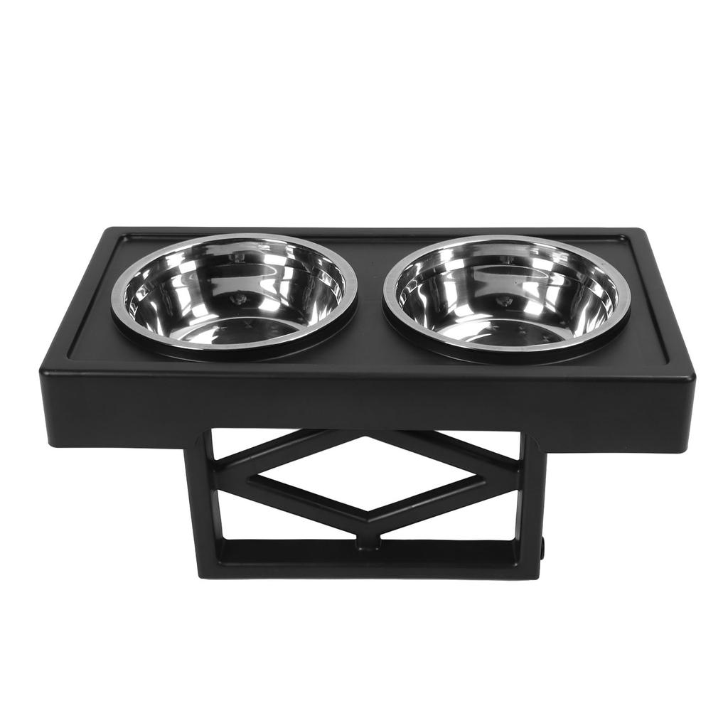 Приподнятые миски для собак предотвращают скольжение. Регулируемая по высоте приподнятая подставка для мисок для собак с 2 кормами из нержавеющей стали.