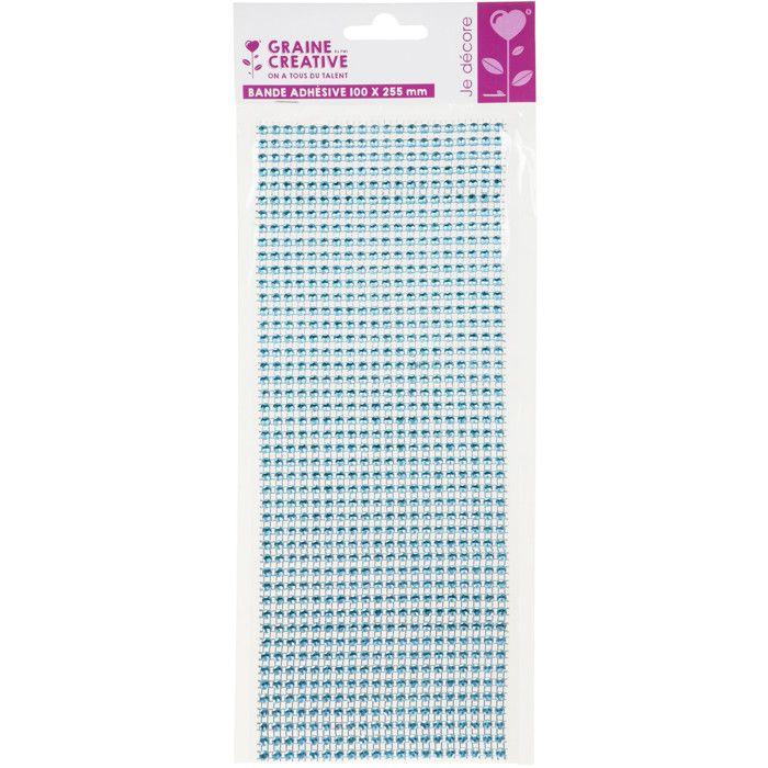 Plaque de strass adhésive 10 x 25 cm Bleu