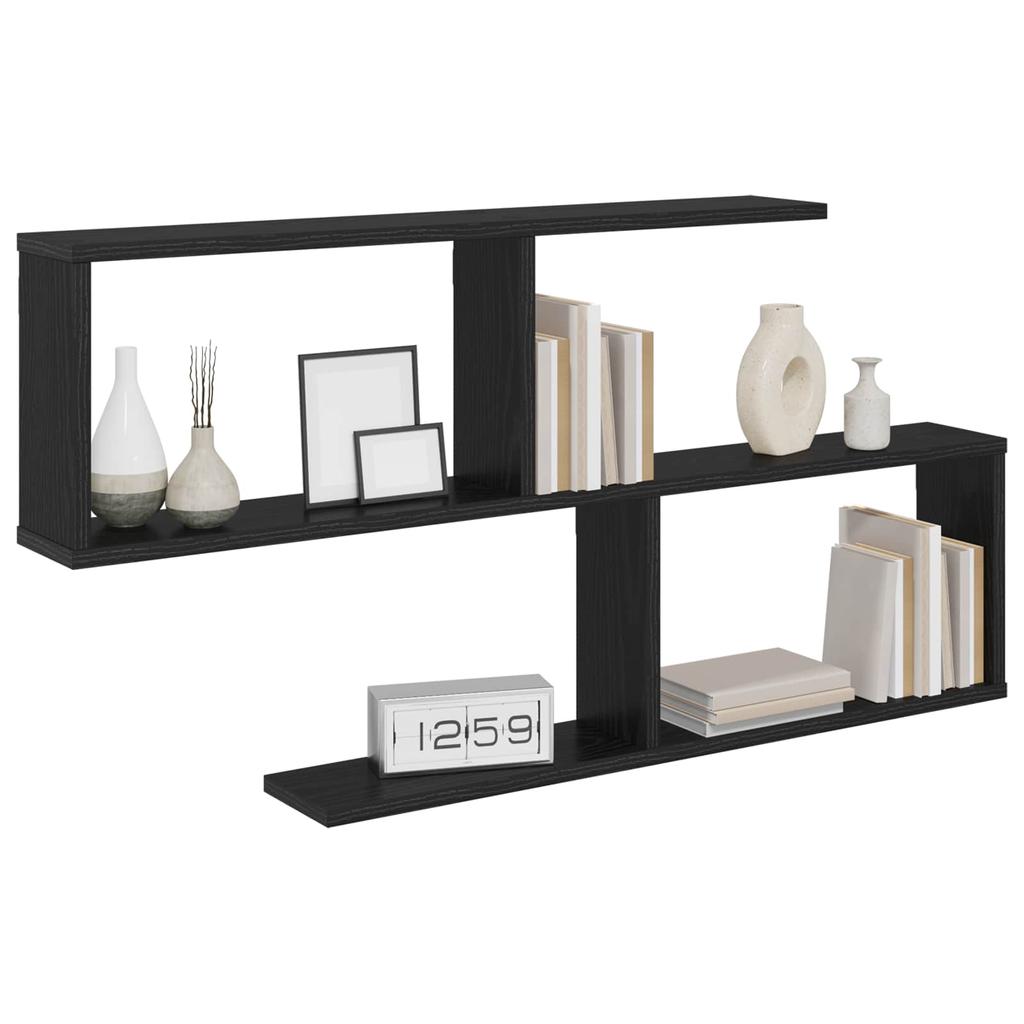 Wall Shelf Black Oak Effect 100 x 12 x 50.5 cm Engineered Wood