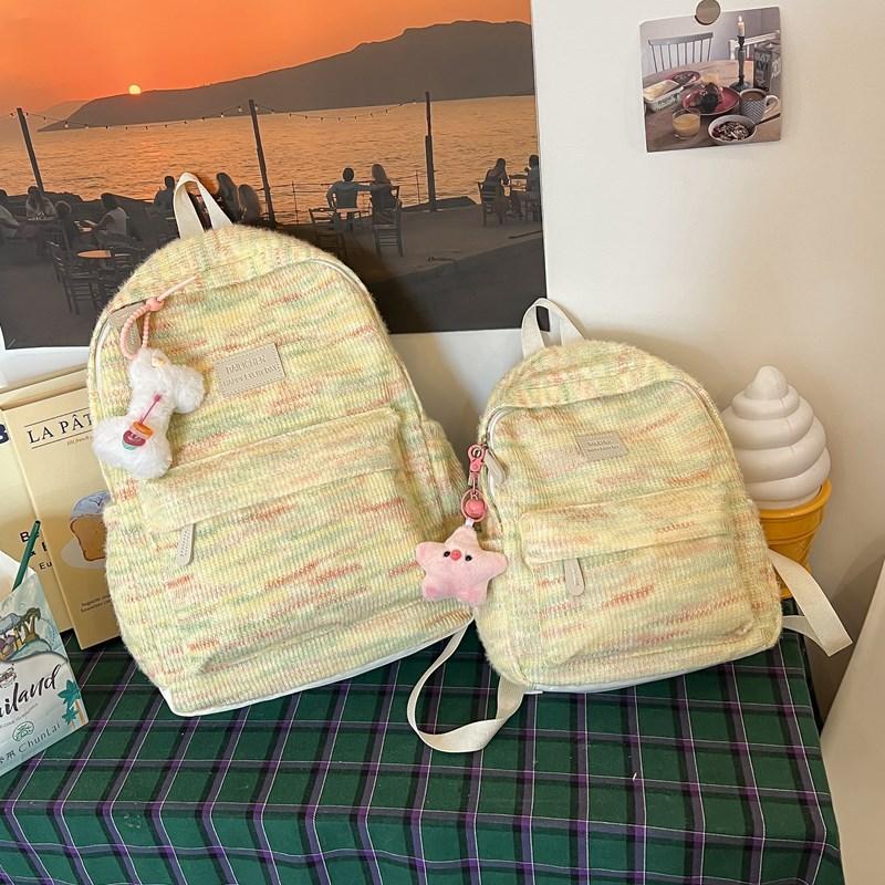 Schoolbag Female simple small fresh rainbow backpack Japanese ins Korean version of college style cute junior high school backpack