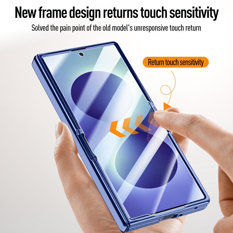 Luxury Magnetic Plating PC Hinge Protection Lens Stand Case for Samsung Galaxy Z Fold 8 Ultra / 7 6 Cover with Screen Glass Film