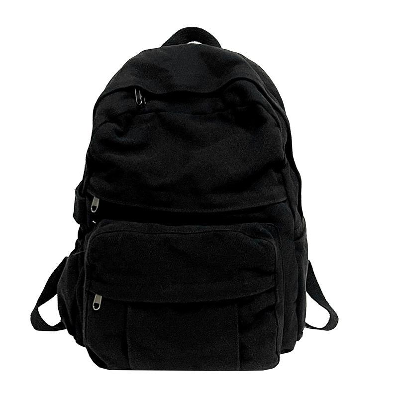 Solid Color Retro Backpack - Large Capacity, Casual Mori Girl Style for College Students and Fashionable Women