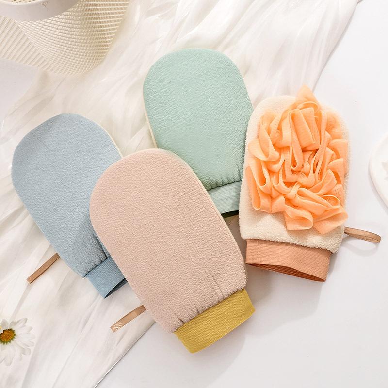 Супермягкая отшелушивающая рукавица для ванны 2 в 1 - безболезненная для кожи, губка, детские и взрослые купальные скраб-перчатки, прочное полотенце для душа