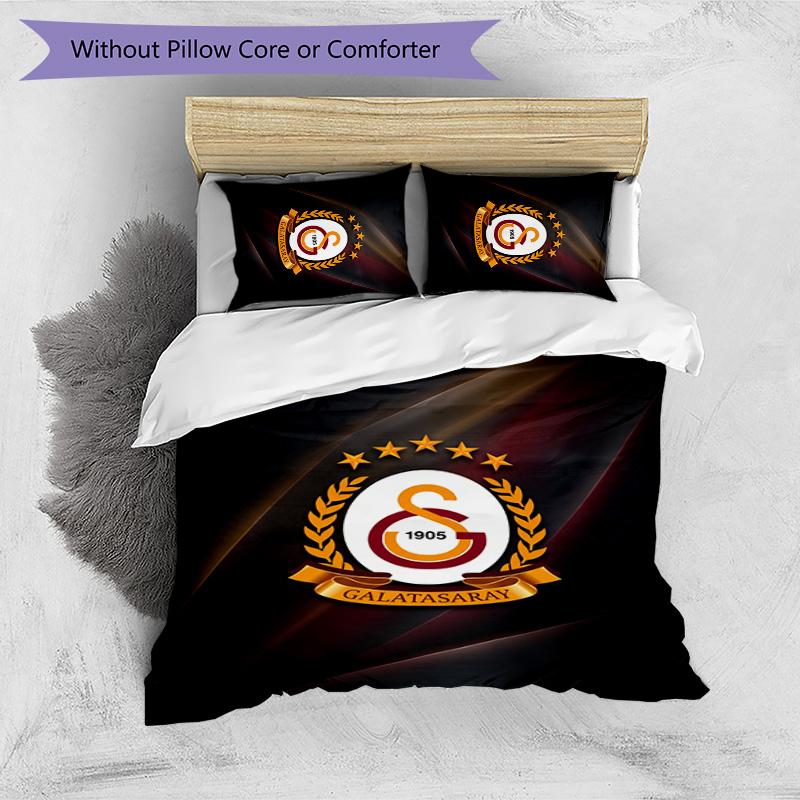 Galatasaray FC Printed 3PCS Bedding Set Breathable Duvet Cover with Pillowcases Decorative Bed Linen for Bedroom Home