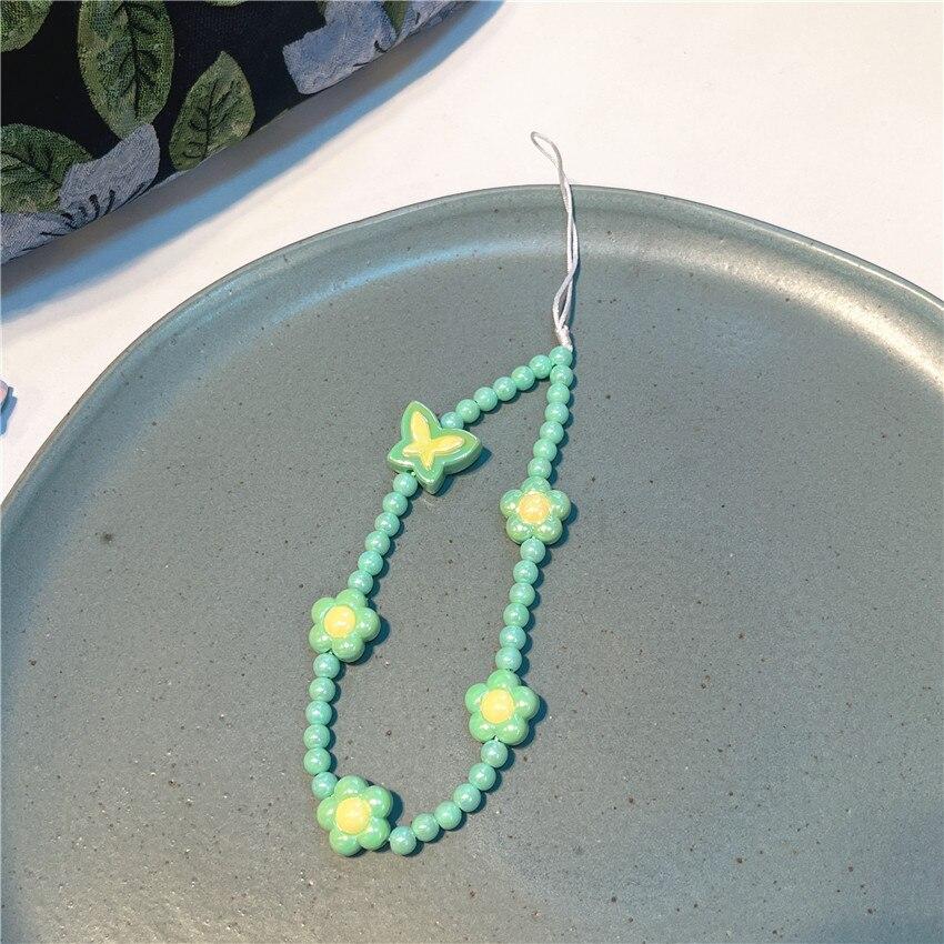 2023 модная цепочка для мобильного телефона Y2K для девочек, красочные акриловые цветы, бабочка, бисер, ремешок для телефона, ремешок, бижутерия, ювелирные изделия