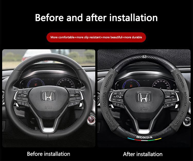 1 шт. Автомобильная накладка на руль из углеродного волокна для Honda Civic FIT CRV Accord Jazz HRV, нескользящая накладка на руль для интерьера автомобиля