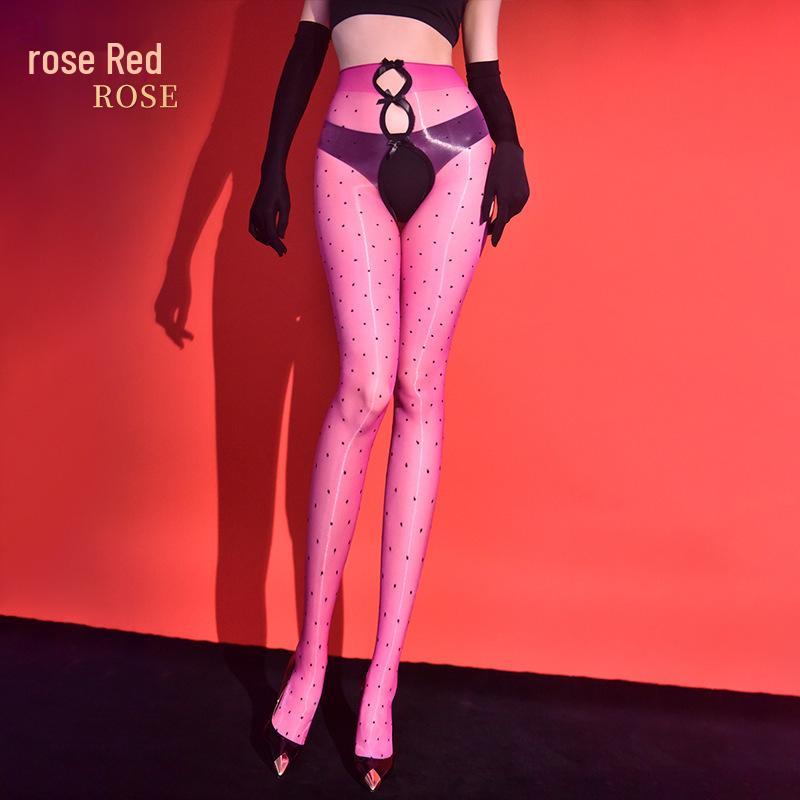 5D Аврора в горошек черные шелковые колготки: Ультратонкие, Приятные к коже, Солнцезащитные, Летние Сексуальные С открытой промежностью, Колготки с носками.