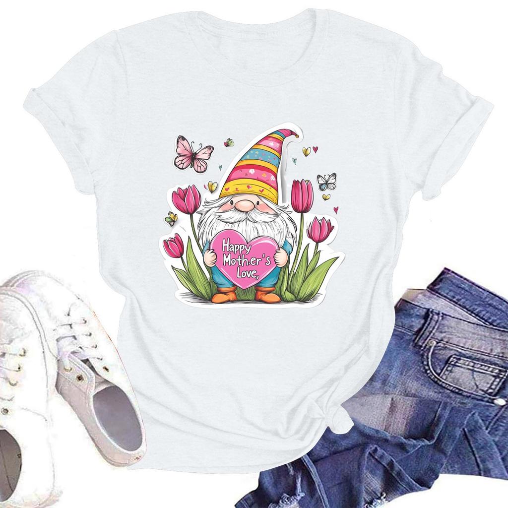 Женская повседневная футболка с круглым вырезом и короткими рукавами с принтом