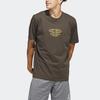 Adidas Embroidered Logo Pattern Crew Neck T-Shirt Men Tops Dark-Olive-Green IC1874