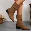 Fashion Plus Size 43 Women Boots European and American Fashion Buckle Pleated Short Boots Autumn and Winter New Flat Boots Women Shoes