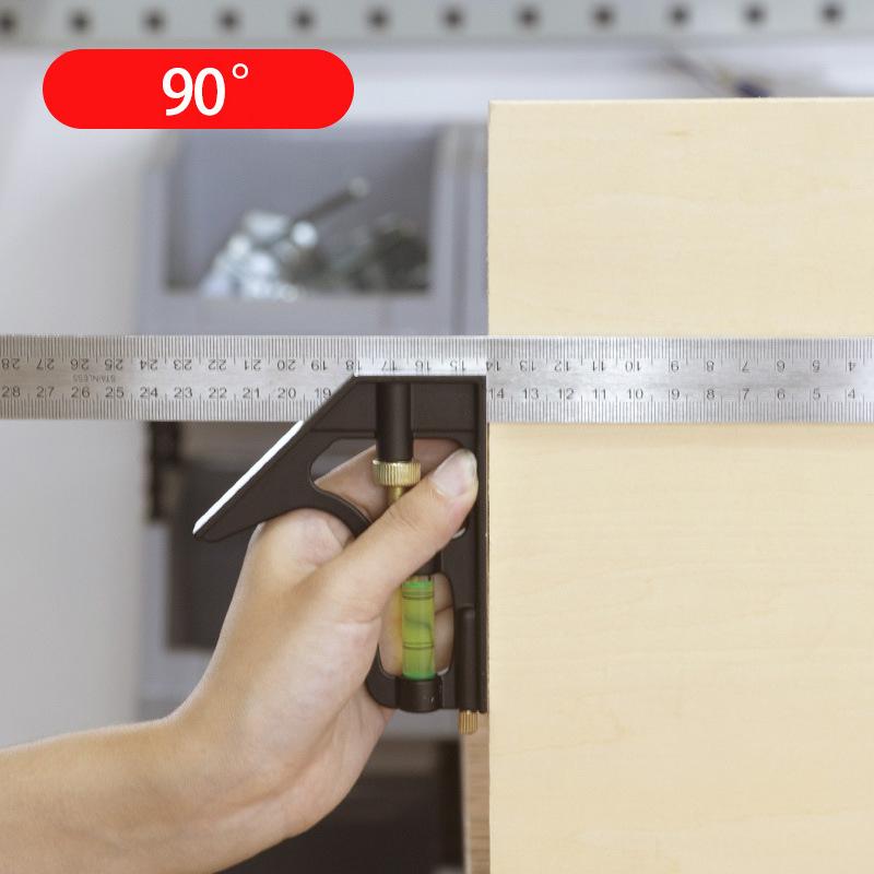12-дюймовая регулируемая комбинированная угловая линейка 45/90 градусов с пузырьковым уровнем