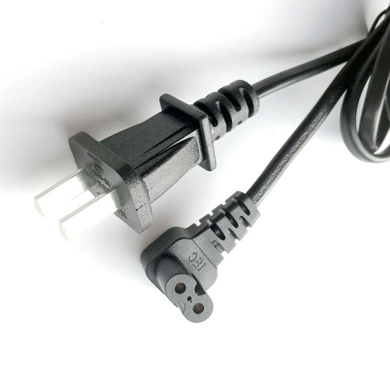 90-Degree L-Shaped C7/C8 Male Power Cord with 8-Shaped Connector