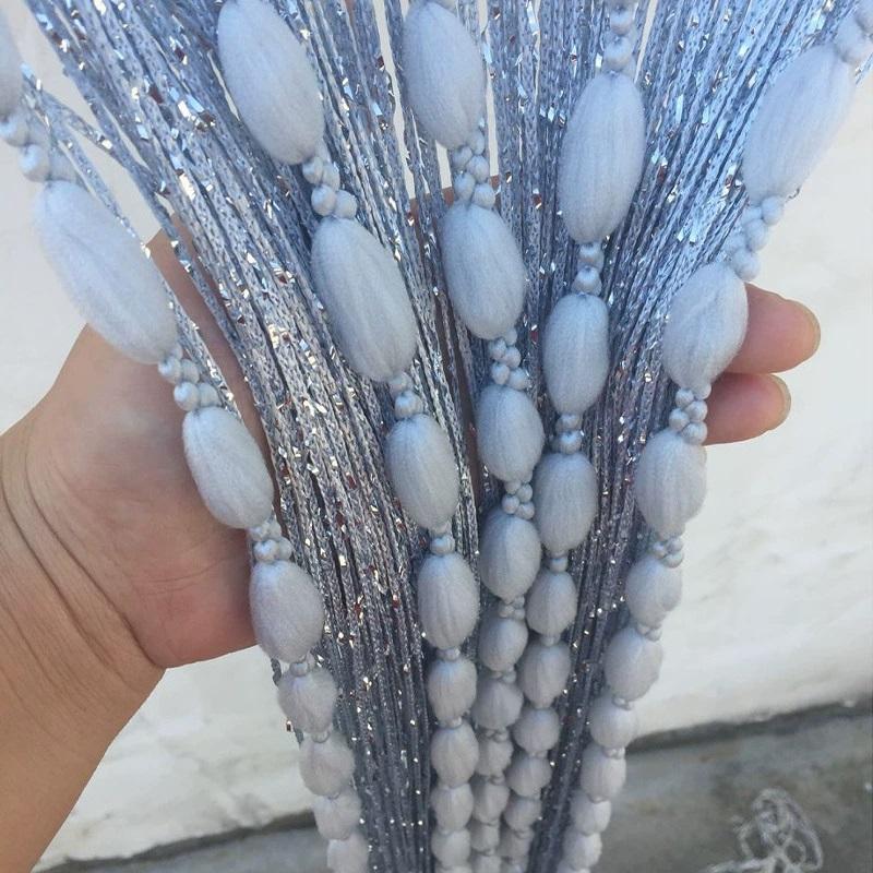 Дверная занавеска-струна 2 м x 1 м, плоская ленточная нить с мохнатыми кисточками, разделитель комнаты, домашний декор, занавеска с пайетками для дверного проема, дверные занавески-струны