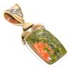 Натуральный камень унакит двухцветный кулон из стерлингового серебра 925 пробы 1,50" Y3L04