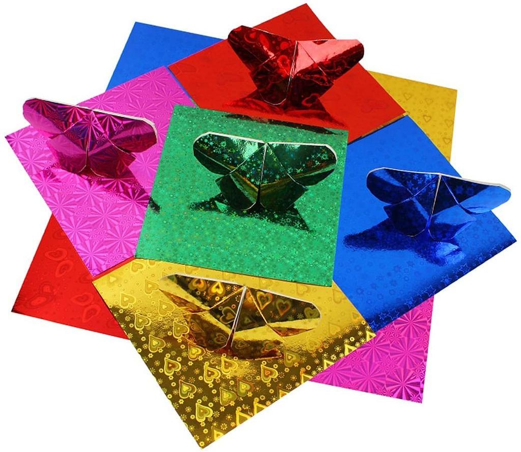 LOORIPRO Глиттер Оригами 15см 5 50 Голографический Тысяча Подарок День Рождения Вечеринка Поделка Крафт Бумага Бумага, Квадратный, Цвета, Листы, Оригами, Лазерный,