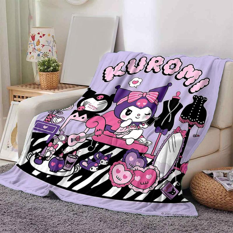 1pc Kuromi's Cozy Corner Blanket, Seasonal Home Decorative Throw for Room, Cute Gift Idea, Living Room, Travel, Camping, Car Blankets, Beach, Office N